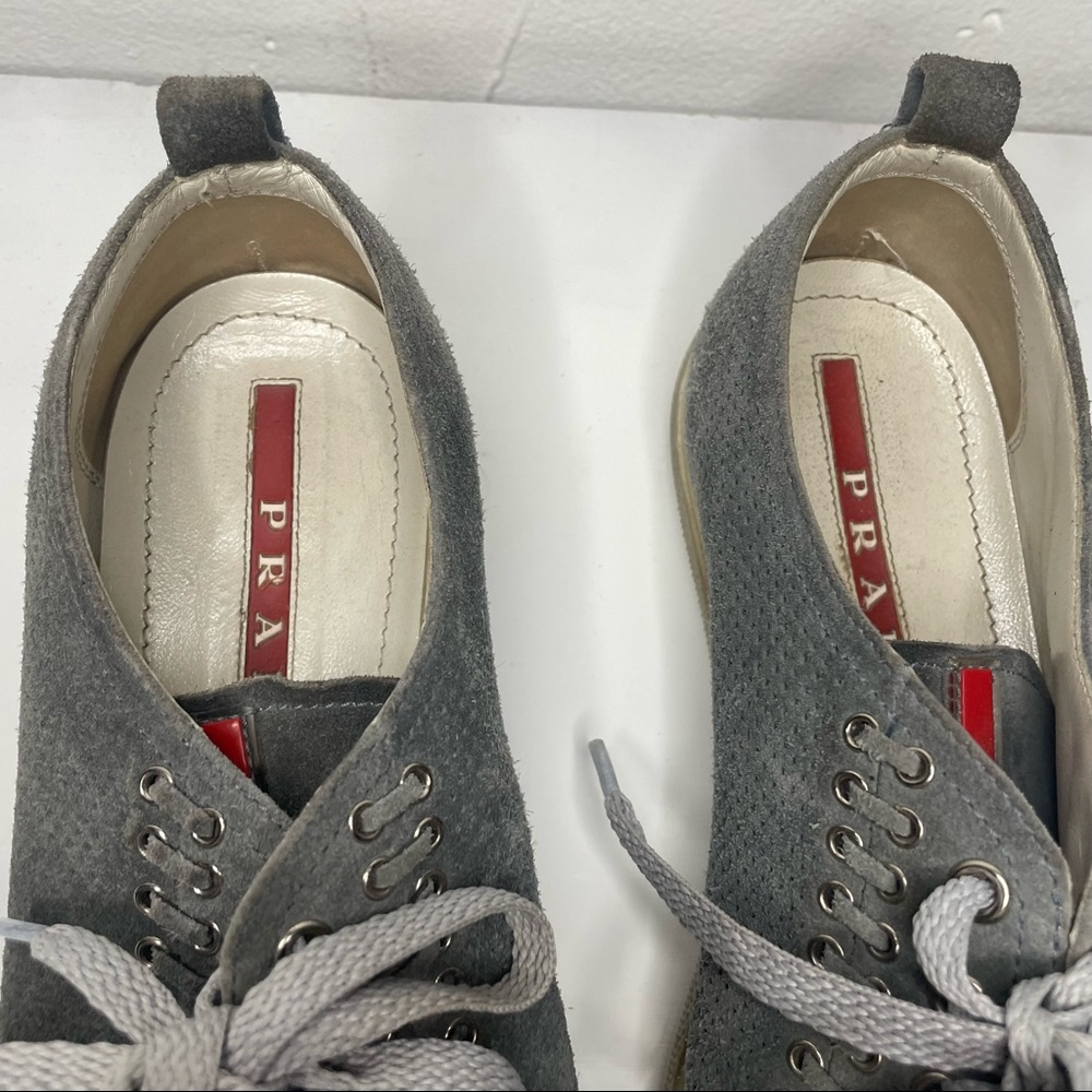Prada Grey Suede Sneakers - Picture 2 of 7